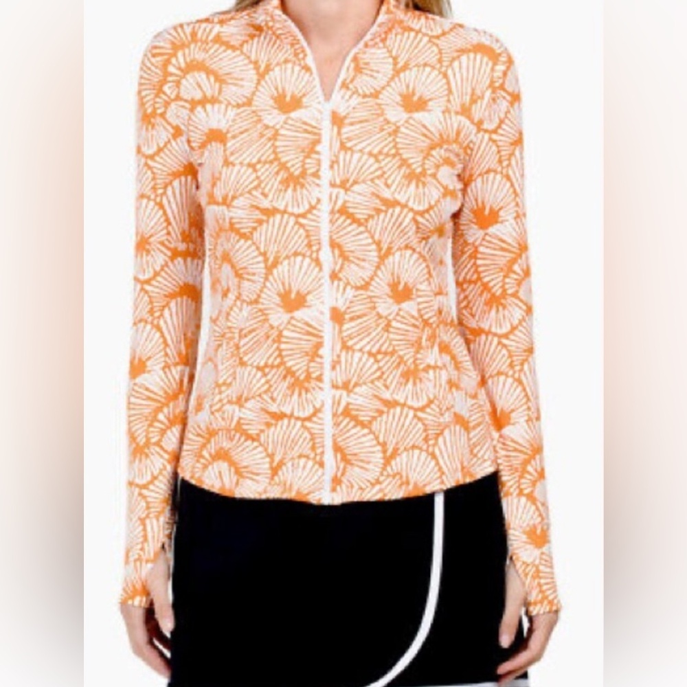 NWT Tommy Bahama orange & white shell UPF 50 golf zip up jacket size small